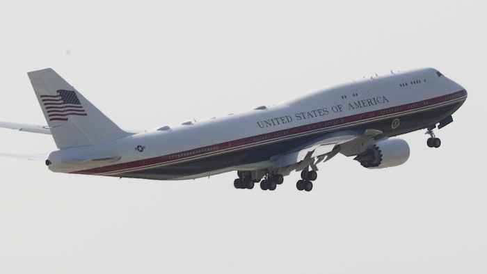 Trump ist mit der neuen Maschine in den US-Bundesstaat North Dakota geflogen.