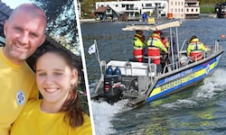 Roman Pohovnikar (am Bild mit Tochter Daniela) rettete den Schwimmer. Auch bei schnell ...