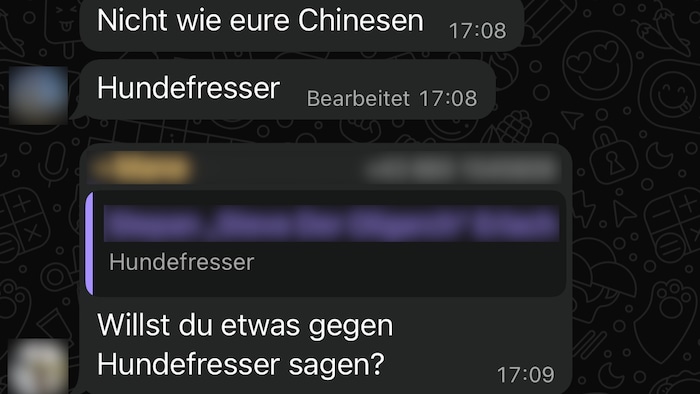 Chinesen werden als „Hundefresser“ bezeichnet.