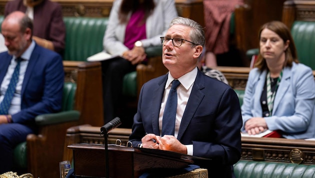 Premier Keir Starmer während seiner Rede im Parlament