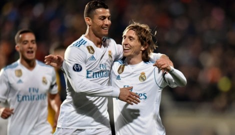 Ronaldo (li.) und Modric kickten sechs Jahre gemeinsam für Real Madrid.