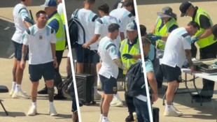 Lionel Messi zeigte sich bei der Sicherheitskontrolle ganz entspannt.