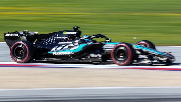 George Russell in seinem Mercedes