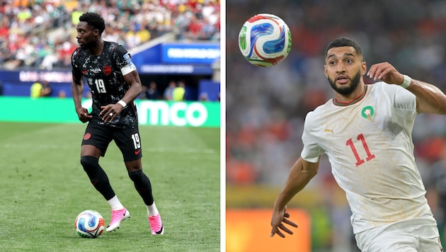 Alphonso Davies (links) und Ismael Saibari