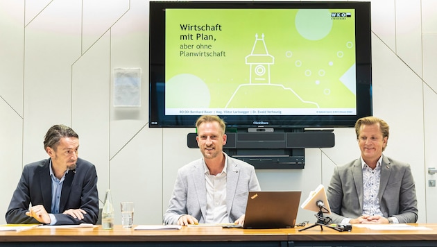Ewald Verhounig (IWS), WKO Graz-Obmann Bernhard Bauer und WKO Graz-Geschäftsführer Viktor ...
