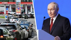 Der Kreml rund um den russischen Präsidenten Wladimir Putin reagiert auf die Sprit-Engpässe im ...