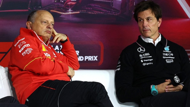 Zoff unter Teamchefs: Fred Vasseur (li.) reagierte auf den Vorwurf von Toto Wolff (re.).