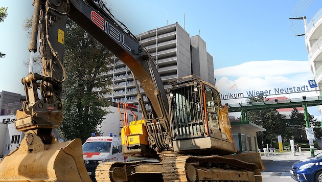 Wann die Bagger für den Bau eines neuen Spitals auffahren, ist noch nicht fix. (Fotomontage)