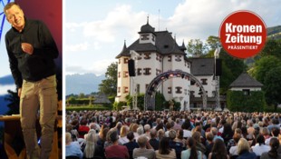 Kabarettist Alex Kristan (links) zog das Publikum auf Schloss Kaps in Kitzbühel in seinen Bann.