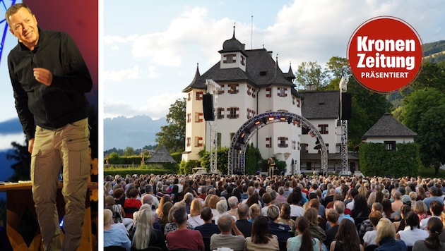 Kabarettist Alex Kristan (links) zog das Publikum auf Schloss Kaps in Kitzbühel in seinen Bann.