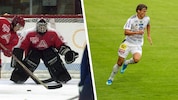 Claus Dalpiaz ist Eishockey-Rekordgoalie, Junior Magnus kickt diese Saison in Hartberg.