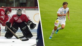 Claus Dalpiaz ist Eishockey-Rekordgoalie, Junior Magnus kickt diese Saison in Hartberg.