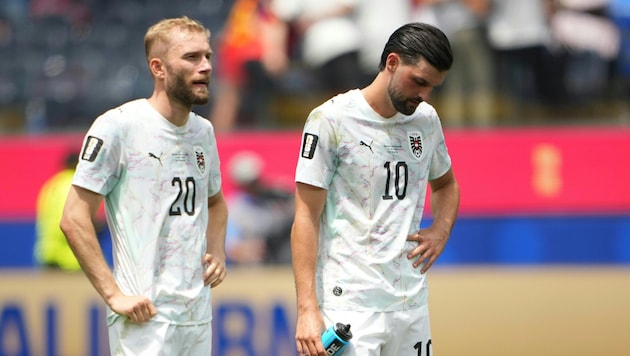 Laimer (li.) und Grillitsch haderten mit dem WM-Aus