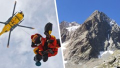 Beim Abstieg von der Watzespitze (rechts) passierte der Unfall. Der Verletzte wurde mit dem ...