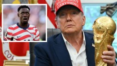 US-Stürmer Folarin Balogun und US-Präsident Donald Trump