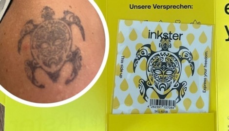 Das Tattoo ähnelte der Abbildung auf der Verpackung.