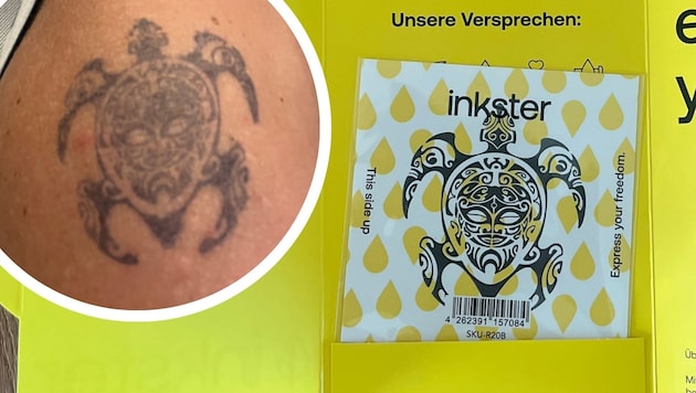 Das Tattoo ähnelte der Abbildung auf der Verpackung.