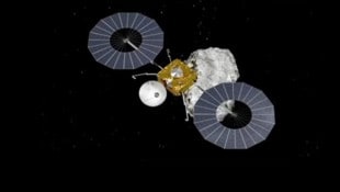 Diese künstlerische Darstellung zeigt die Raumsonde „Tianwen-2“ bei der Annäherung an den ...