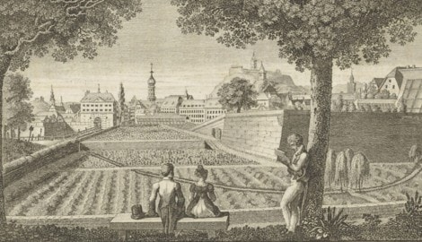 Im Steyermärkischen Nationalkalender wurde diese „Ansicht des botanischen Gartens“ im Jahr 1818 ...