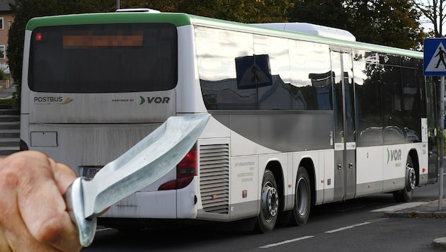 Mit einem Messer soll der Buslenker von einem Mann bedroht worden sein. Der Unbekannte konnte ...