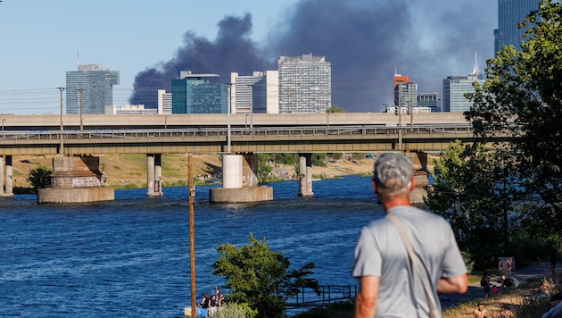 Nach dem Großbrand in einer Mülllagerhalle in Wien-Donaustadt gehen Ermittler nicht von ...