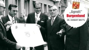 Krone KREATIV/stock.adobe.com Stadterhebung in Güssing 1973 mit Landeshauptmann Theodor Kery.