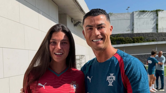 Celine Dept traf bei der WM ihr Idol Cristiano Ronaldo.