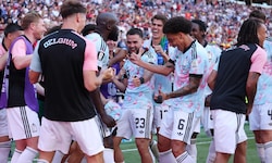Belgiens Spieler feierten das 4:1 mit einem Trump-Tänzchen.