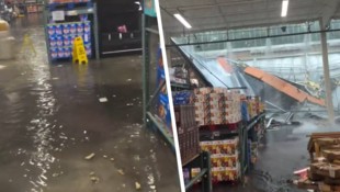 Videos zeigen den erschreckenden Moment, als das Dach einbrach.