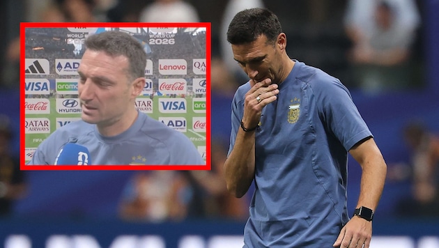 Argentinien-Trainer Lionel Scaloni musste emotional das Interview abbrechen.