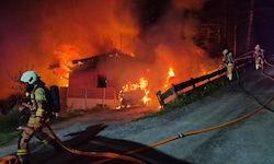Die Feuerwehren konnten das Holzhaus nicht mehr retten.