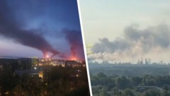 Zwei Erdölanlagen tief im russischen Hinterland brennen.