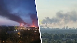 Zwei Erdölanlagen tief im russischen Hinterland brennen.