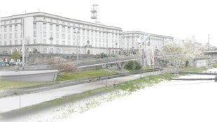 Die neue, rund 123 Meter lange Rampe soll die Nibelungenbrücke künftig direkt mit dem Donaupark ...