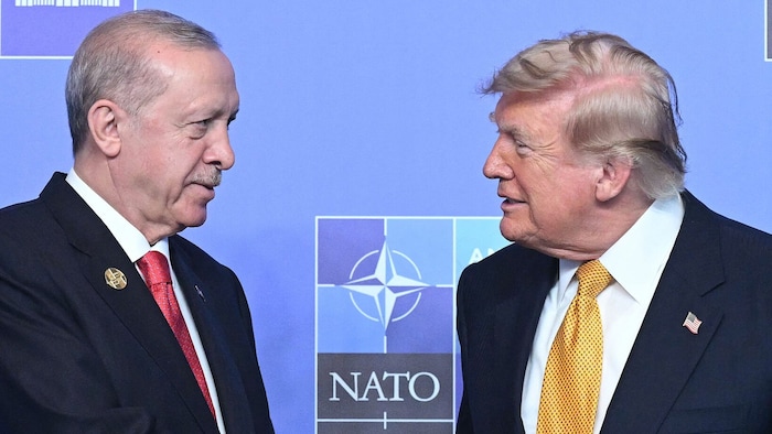 Von links: Der türkische Präsident Recep Tayyip Erdogan mit Trump