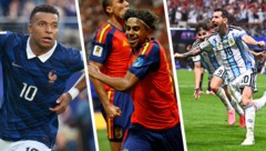 Kylian Mbappe, Lamine Yamal und Lionel Messi (von li. nach re.) – alle haben ein großes Ziel: ...