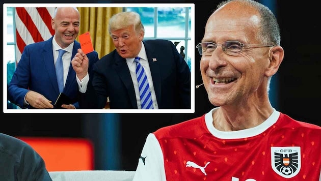 Peter Filzmaier (re., großes Bild) hat eine klare Meinung von Donald Trump und Gianni Infantino.