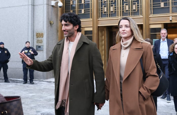 Baldoni und seine Frau Emily nach einem Verhandlungstermin im Februar.