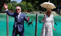 Während Harry in Großbritannien ist, besuchte Charles gemeinsam mit Ehefrau Camilla lieber die ...