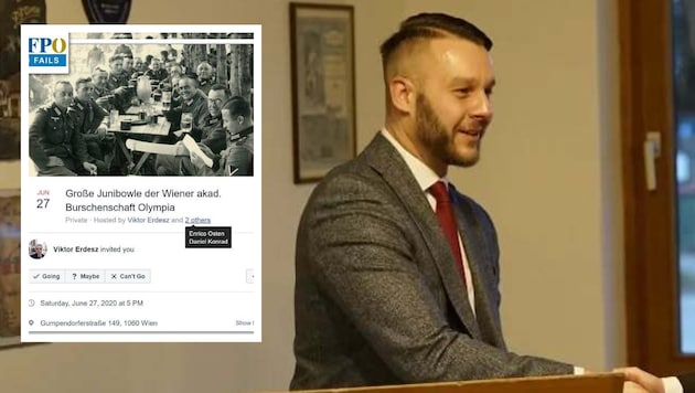 Viktor Erdesz lud im Jahr 2020 mit einem Foto der Wehrmacht zu einem Event der schlagenden ...