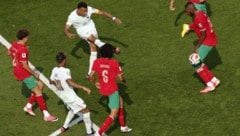 Mit diesem Schuss brachte Kylian Mbappe die Franzosen in Führung.