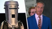 Count Binface (li.) fordert den populistischen Brexit-Vorkämpfer Nigel Farage heraus.