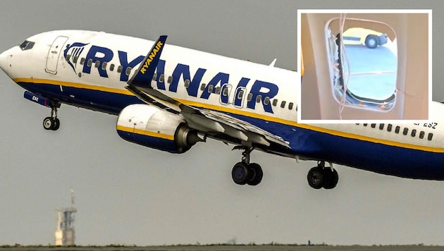 Auf einem Ryanair-Flug platzte auf einmal die Scheibe eines Fensters.