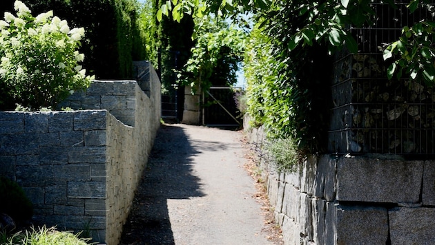 Dieser Weg endet nun an einer Mauer.