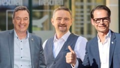 Die erfolgreichen steirischen SPÖ-Bürgermeister Jochen Bocksruker, Martin Weber und Matthäus ...
