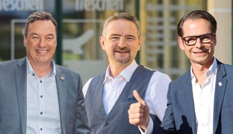 Die erfolgreichen steirischen SPÖ-Bürgermeister Jochen Bocksruker, Martin Weber und Matthäus ...