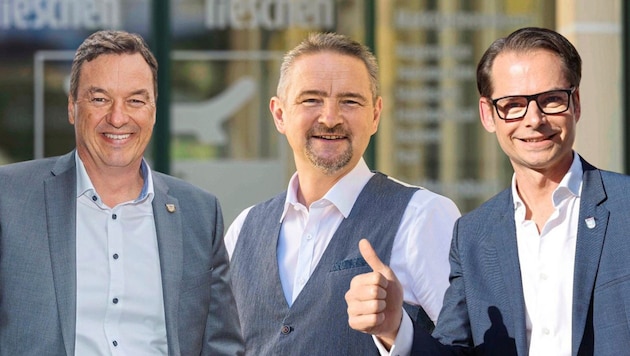 Die erfolgreichen steirischen SPÖ-Bürgermeister Jochen Bocksruker, Martin Weber und Matthäus ...