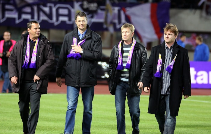 Ernst Aigner im Jahr 2006 neben Manfred Zsak, Josef Degeorgi und Andreas Ogris