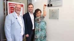 Der offizielle Fritz (li.) mit dem zweiten Landesgeschäftsführer Kevin Friedl und die Tochter ...