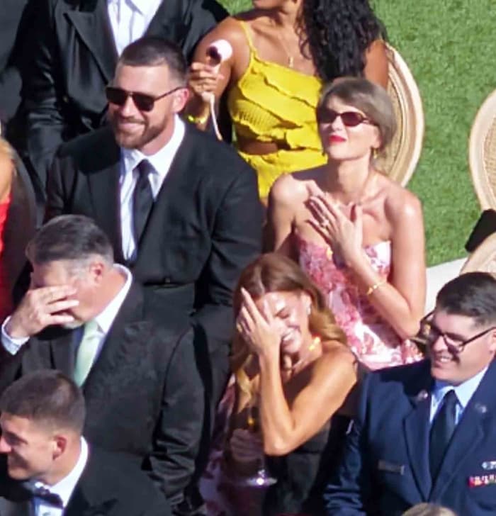 Immer wieder ließ Taylor Swift ihren Ehering blitzen. Das Paar unterbrach für die Hochzeit ihrer ...